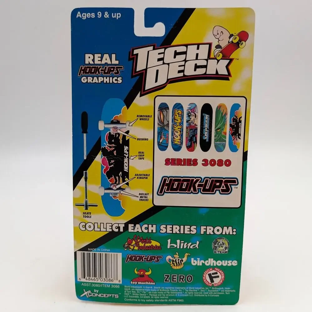 Vintage Tech Deck Hook-Ups Skateboard Fingerboard 3080 New Charlies Angels